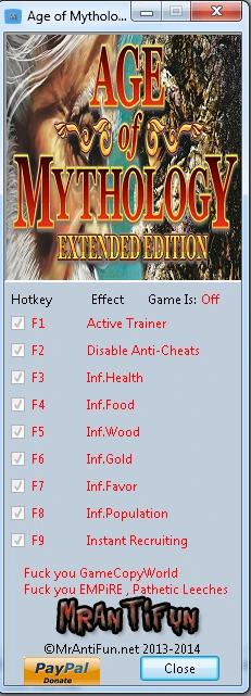 Age of Mythology ~ Extended Edition: Трейнер/Trainer (+8) [1.5.2325] {MrAntiFun}