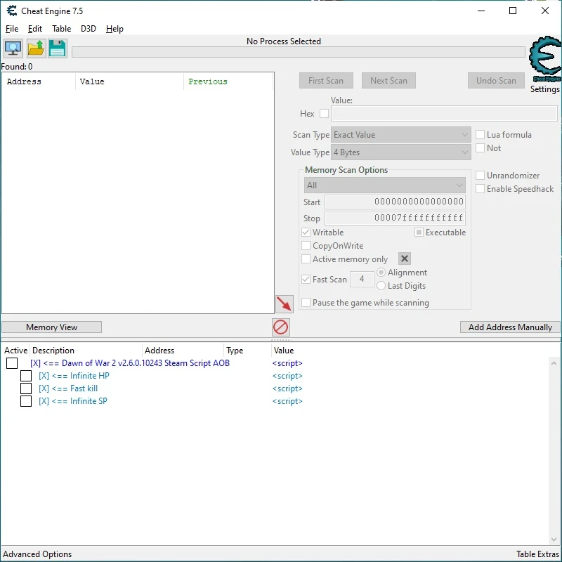 Warhammer 40.000: Dawn of War 2 - Chaos Rising "Таблица для Cheat Engine" {Timapp1}