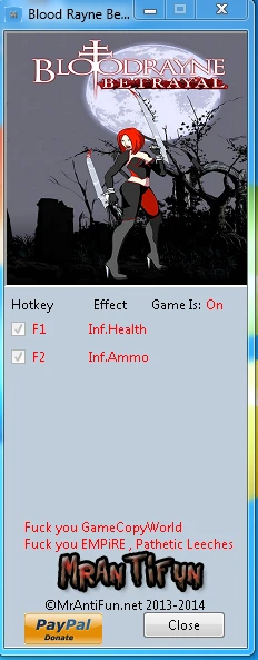 BloodRayne ~ Betrayal: Трейнер/Trainer (+2) [1.0] {MrAntiFun}