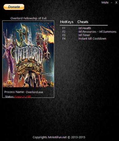 Overlord: Fellowship of Evil: Трейнер/Trainer (+4) [1.00] {MrAntiFun}