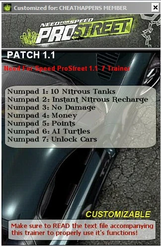 Трейнер (+7) для Need For Speed ProStreet v 1.1