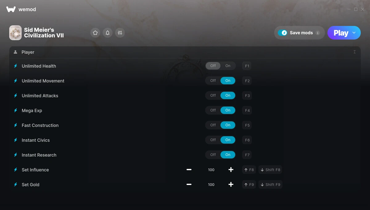 Sid Meier's Civilization 7 "Трейнер +9" [UPD: 09.03.2025] {MrAntiFun / WeMod}