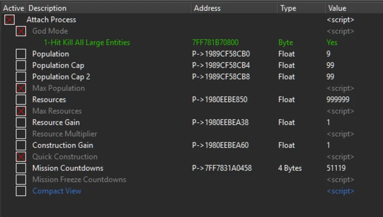 Halo Wars: Definitive Edition "Таблица +12 для Cheat Engine от Gear2ndGandalf: Бессмертие, ресурсы, супер урон"