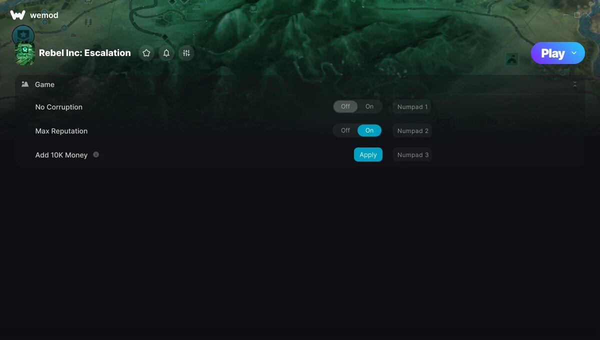 Rebel Inc: Escalation "Трейнер +3 от WeMod: Коррупция, репутация, монеты "