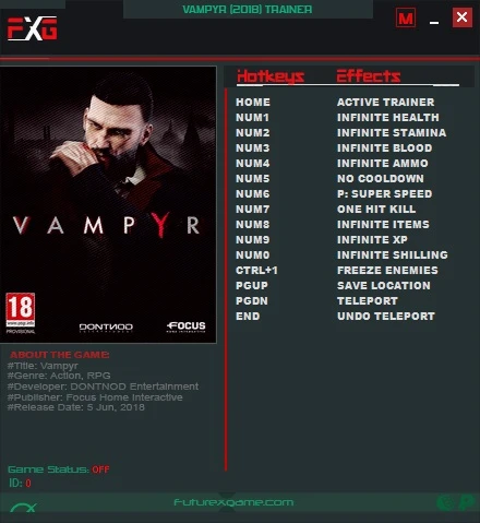 Vampyr: Трейнер/Trainer (+12) [1.0] {FutureX}