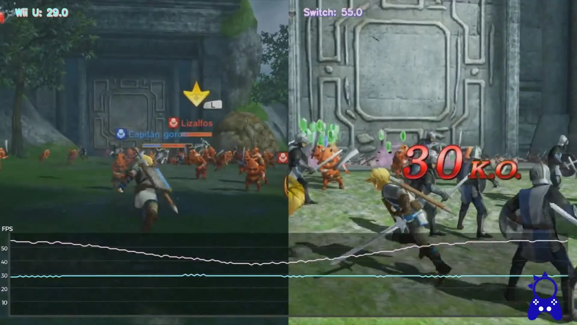 Hyrule Warriors | Switch / WiiU | Тест частоты кадров | Сравнение FPS