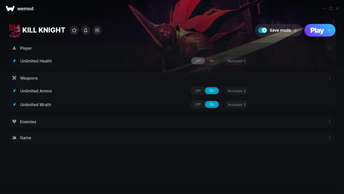 Kill Knight "Трейнер +5" [UPD: 01.06.2025] {STiNGERR / WeMod}