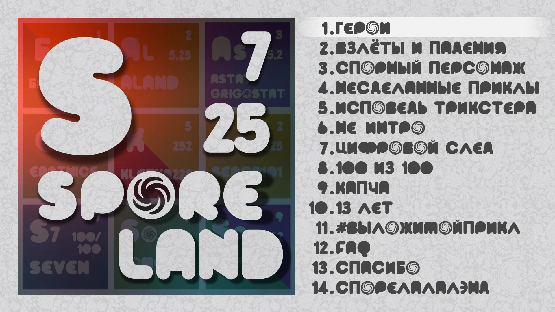 Spore "Sporeland25 - рэп-альбом от PINOCHET"