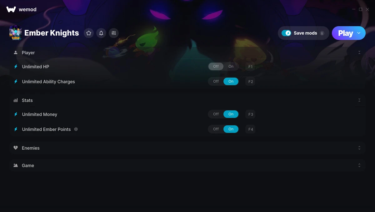 Ember Knights "Трейнер +6 от WeMod: Здоровье, деньги, скорость и пр"