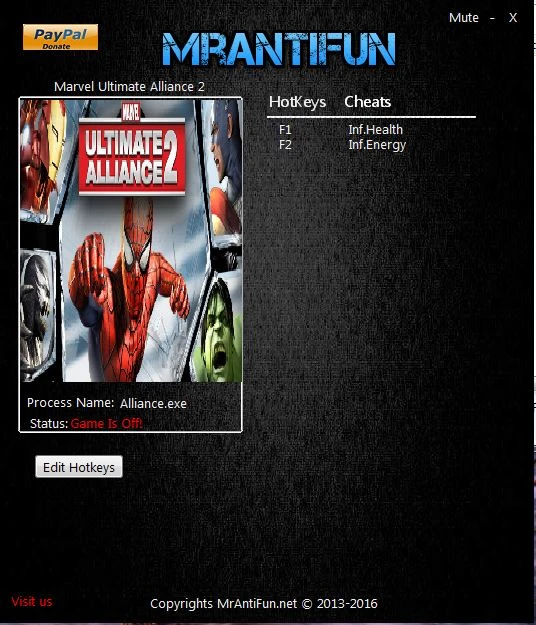 Marvel: Ultimate Alliance 2: Трейнер/Trainer (+2) [1.0] {MrAntiFun}