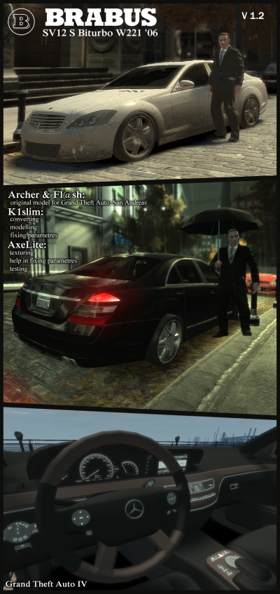 GTA 4 "Brabus SV12 S Biturbo w221 v 1.2 2006 [Archer Flash K1slim AxeLite]"