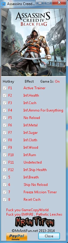 Assassin's Creed 4 ~ Black Flag: Трейнер/Trainer (+14) [1.07] {MrAntiFun}