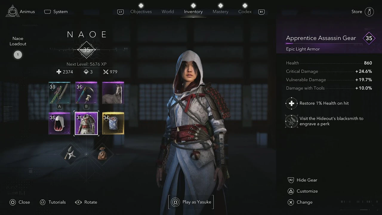 Костюм ассасина для Наоэ в Assassin's Creed Shadows