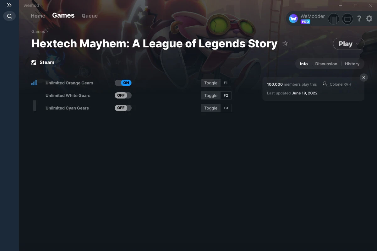 Hextech Mayhem "Трейнер +3" [UPD: 19.06.2022] {ColonelRVH / WeMod}