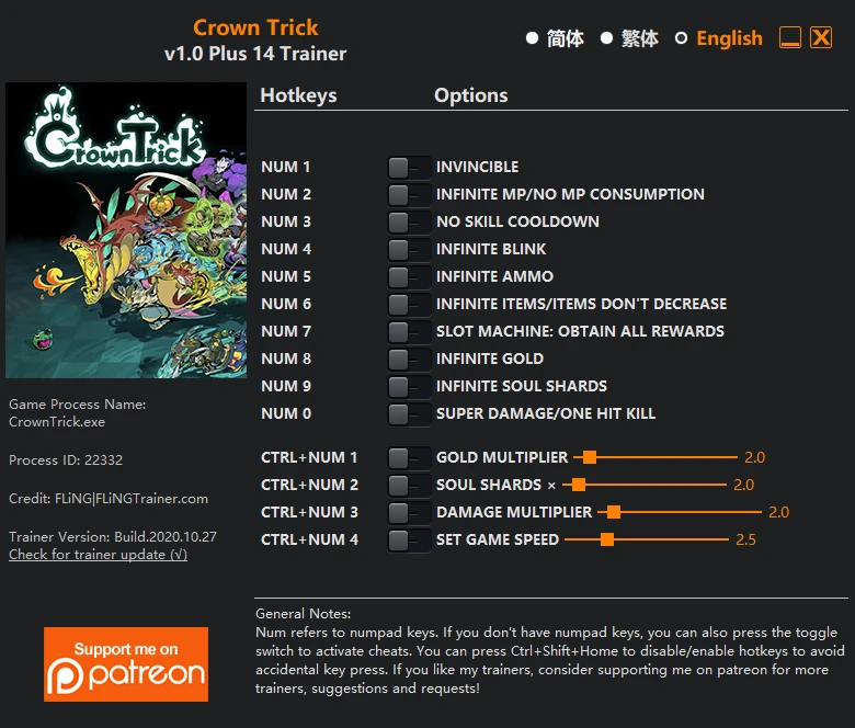 Crown Trick: Трейнер/Trainer (+14) [1.0] {FLiNG}