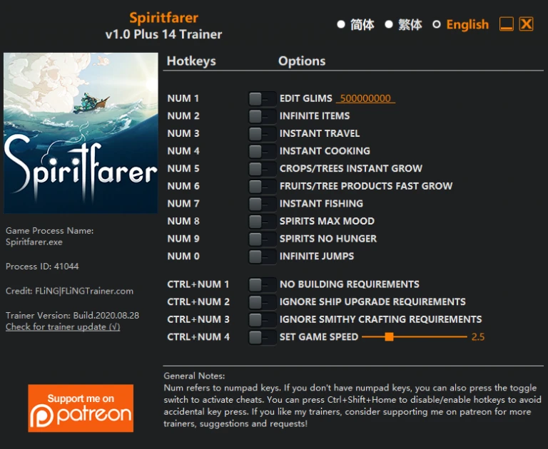 Spiritfarer: Трейнер/Trainer (+14) [1.0] {FLiNG}
