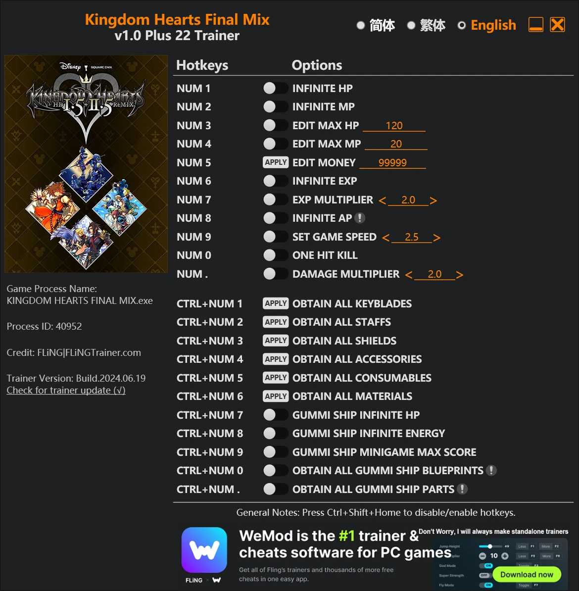 Kingdom Hearts Final Mix "Трейнер +22" [1.0] {FLiNG}