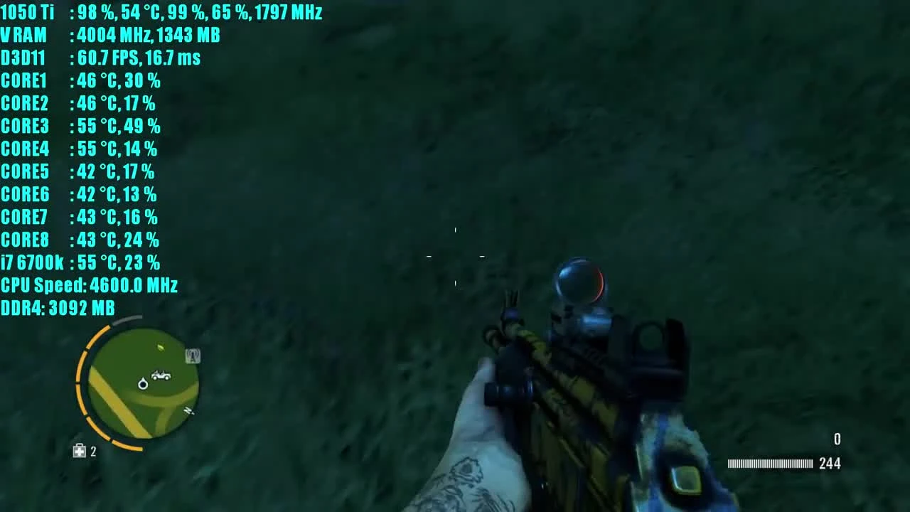 Far Cry 3 GTX 1050 Ti OC - 1080p 2x MSAA