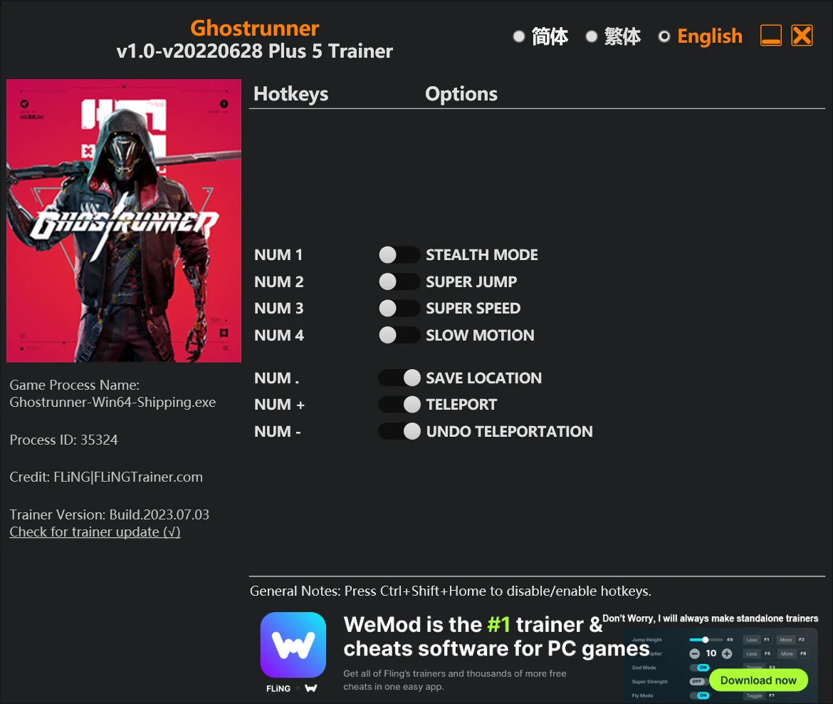 Ghostrunner "Трейнер +5" [1.0 - UPD: 28.06.2022] {FLiNG}