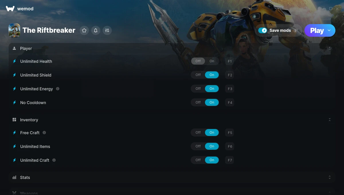 The Riftbreaker "Трейнер +10: Здоровье, щит, энергия, предметы и пр" {MrAntiFun / WeMod}