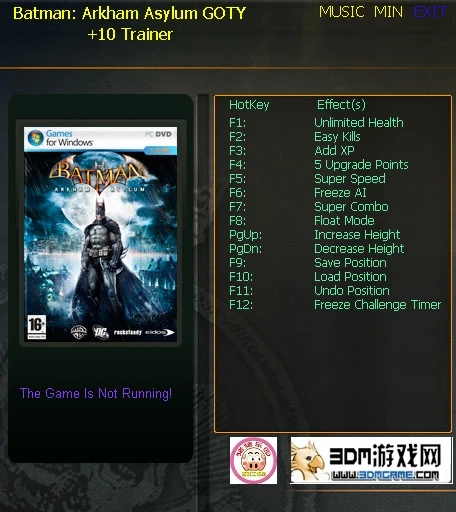 Batman - Arkham Asylum GOTY Edition: Трейнер/Trainer (+10) [1.0] {testhawk}