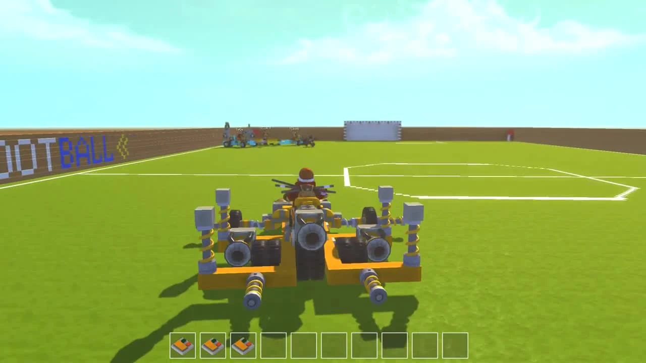 Буйный маньяк карает в заброшенном аквапарке!скоростной футбол на быстрых построенных машинках! - Scrap Mechanic