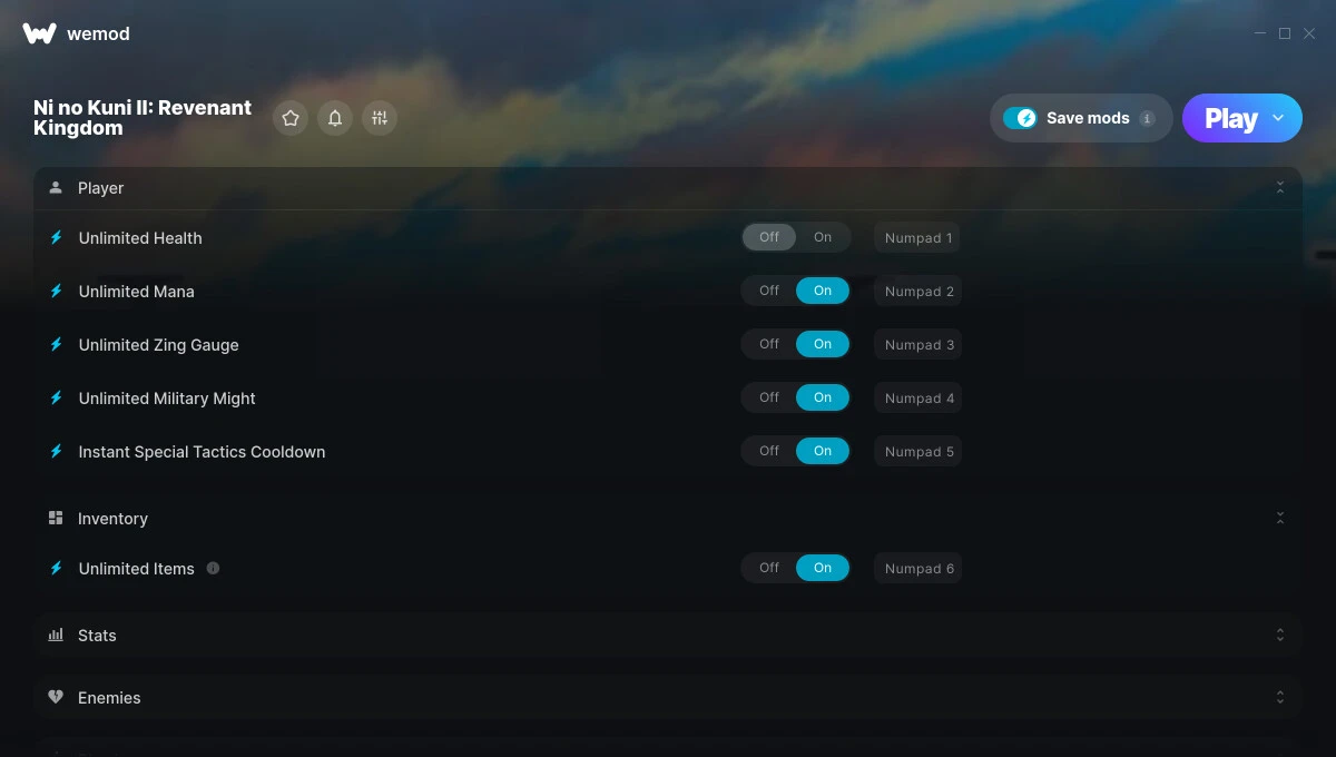 Ni no Kuni 2: Revenant Kingdom "Трейнер +39 от WeMod: Здоровье, мана, урон, предметы и пр"
