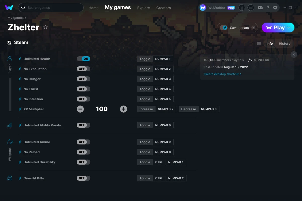Zhelter "Трейнер +11" [UPD: 14.08.2022] {STiNGERR / WeMod}