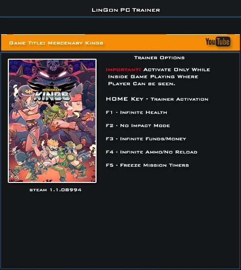 Mercenary Kings: Трейнер/Trainer (+6) [1.1.0.8994] {LinGon}