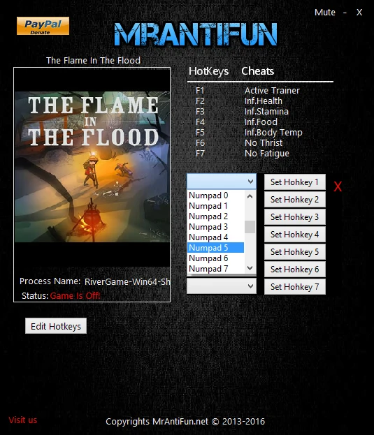 The Flame In The Flood: Трейнер/Trainer (+6) [1.3.003] {MrAntiFun}