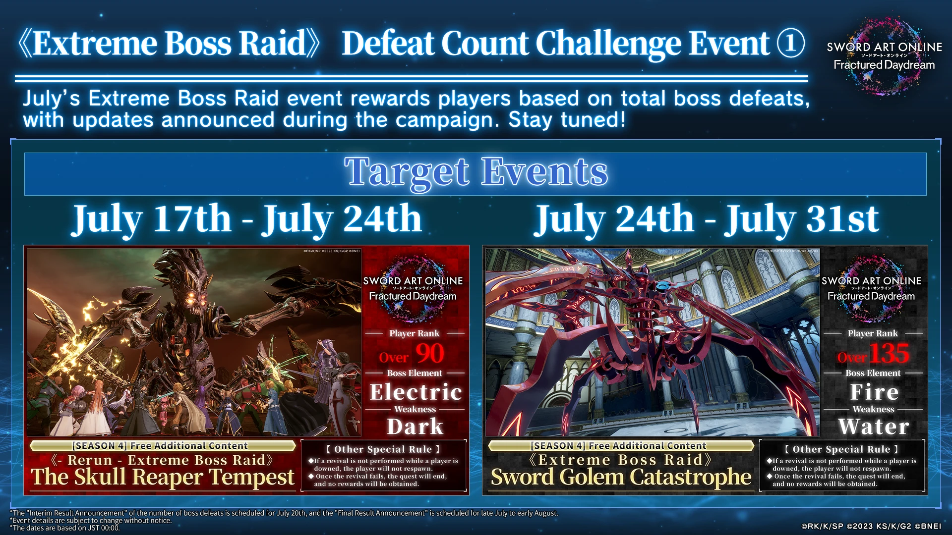 В Sword Art Online Fractured Daydream стартовал июльский ивент с рейдовыми боссами