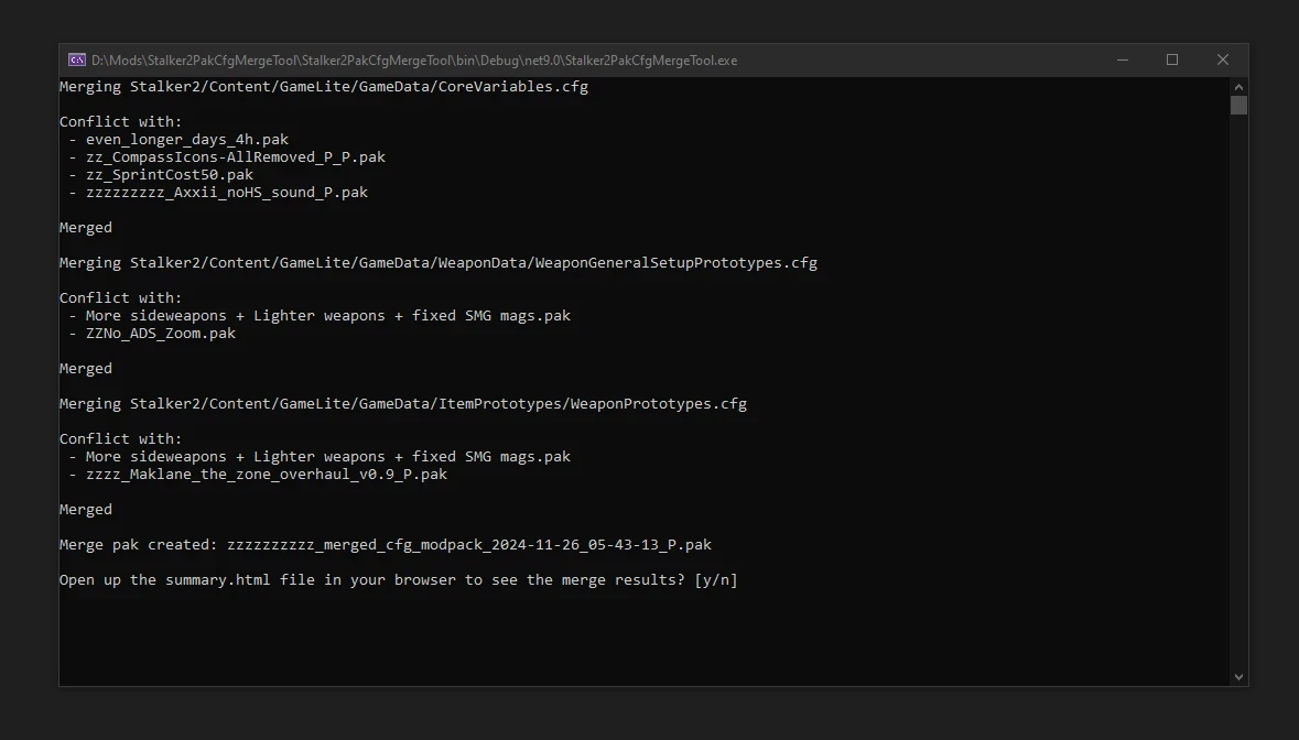 S.T.A.L.K.E.R. 2 "Pak cfg Merge Tool - объединение модов"