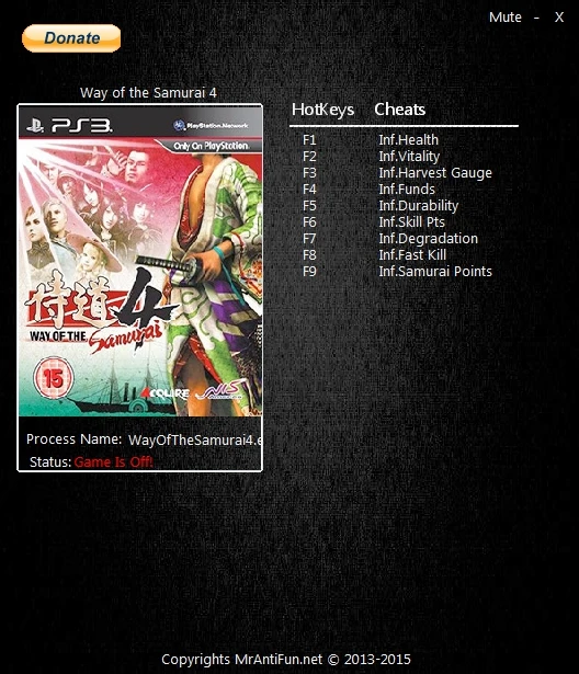 Way of the Samurai 4: Трейнер/Trainer (+9) [1.0] {MrAntiFun}