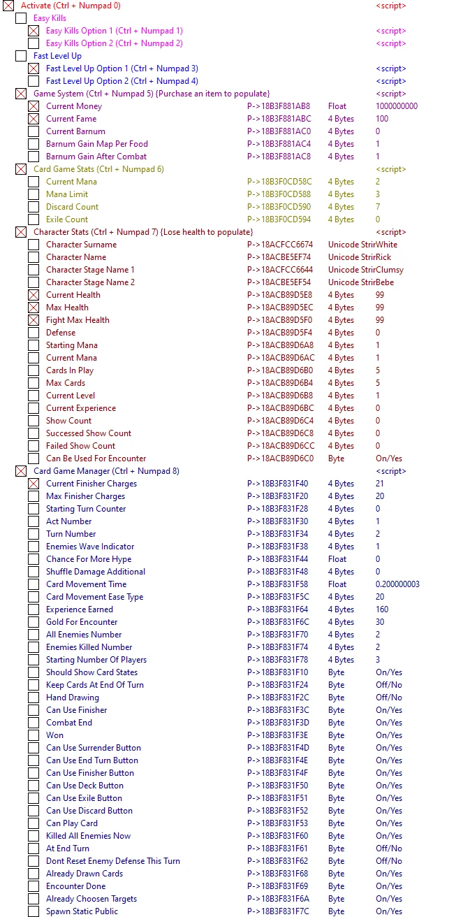 The Amazing American Circus: Таблица для Cheat Engine [1.0.0] {ndck76}