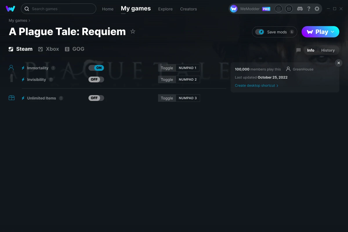 A Plague Tale: Requiem "Трейнер +3" [UPD: 25.10.2022] {GreenHouse / WeMod}