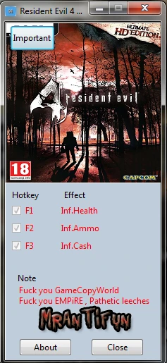 Resident Evil 4 ~ Ultimate HD Edition: Трейнер/Trainer (+3) [1.0] {MrAntiFun}