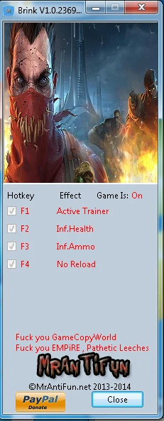 Brink: Трейнер/Trainer (+3) [1.0.23692] {MrAntiFun}