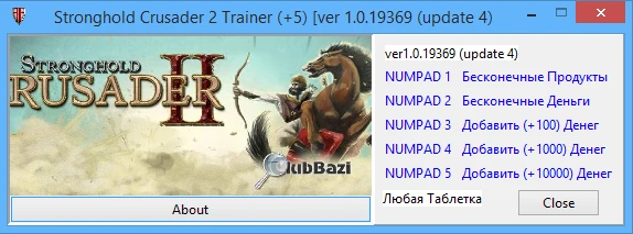 Stronghold Crusader 2: Трейнер/Trainer (+5) [1.0.19369 (update 4)_32 & 64 Bit] {Baracuda}