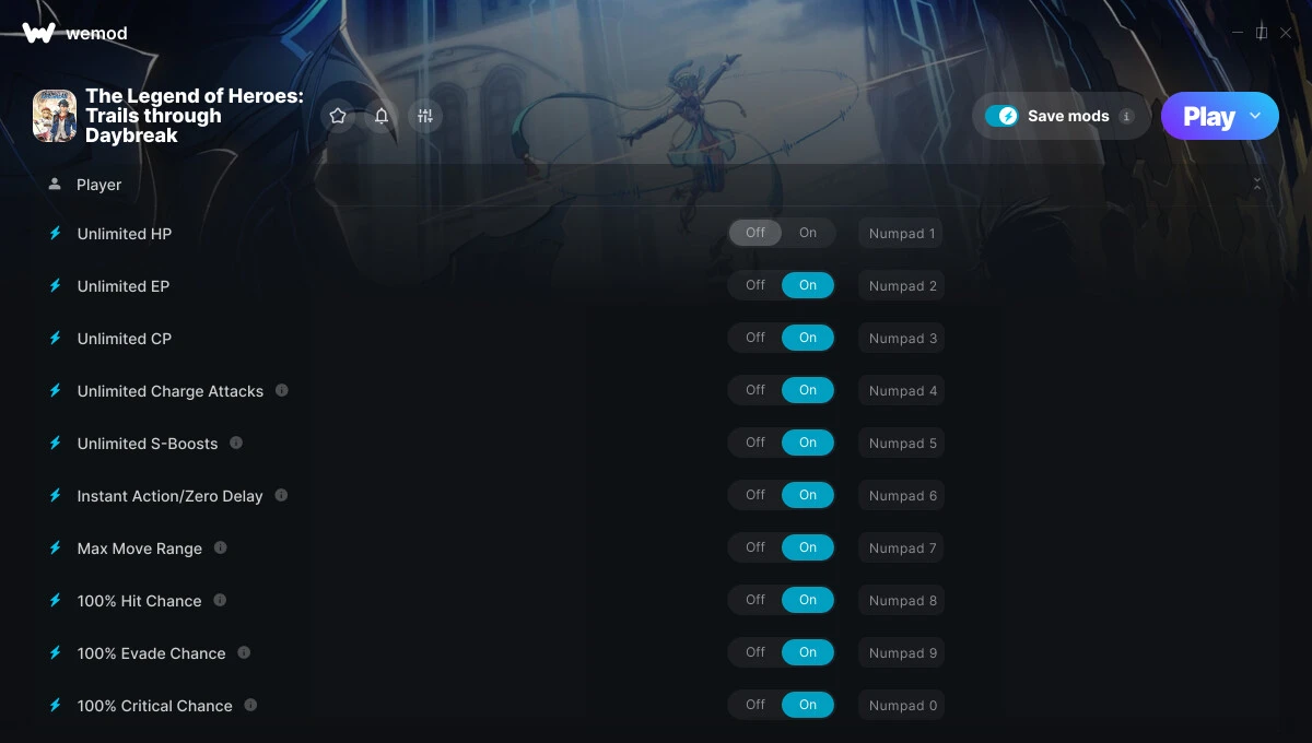 The Legend of Heroes: Trails Through Daybreak "Трейнер +51 от WeMod: Здоровье, деньги, опыт и пр"