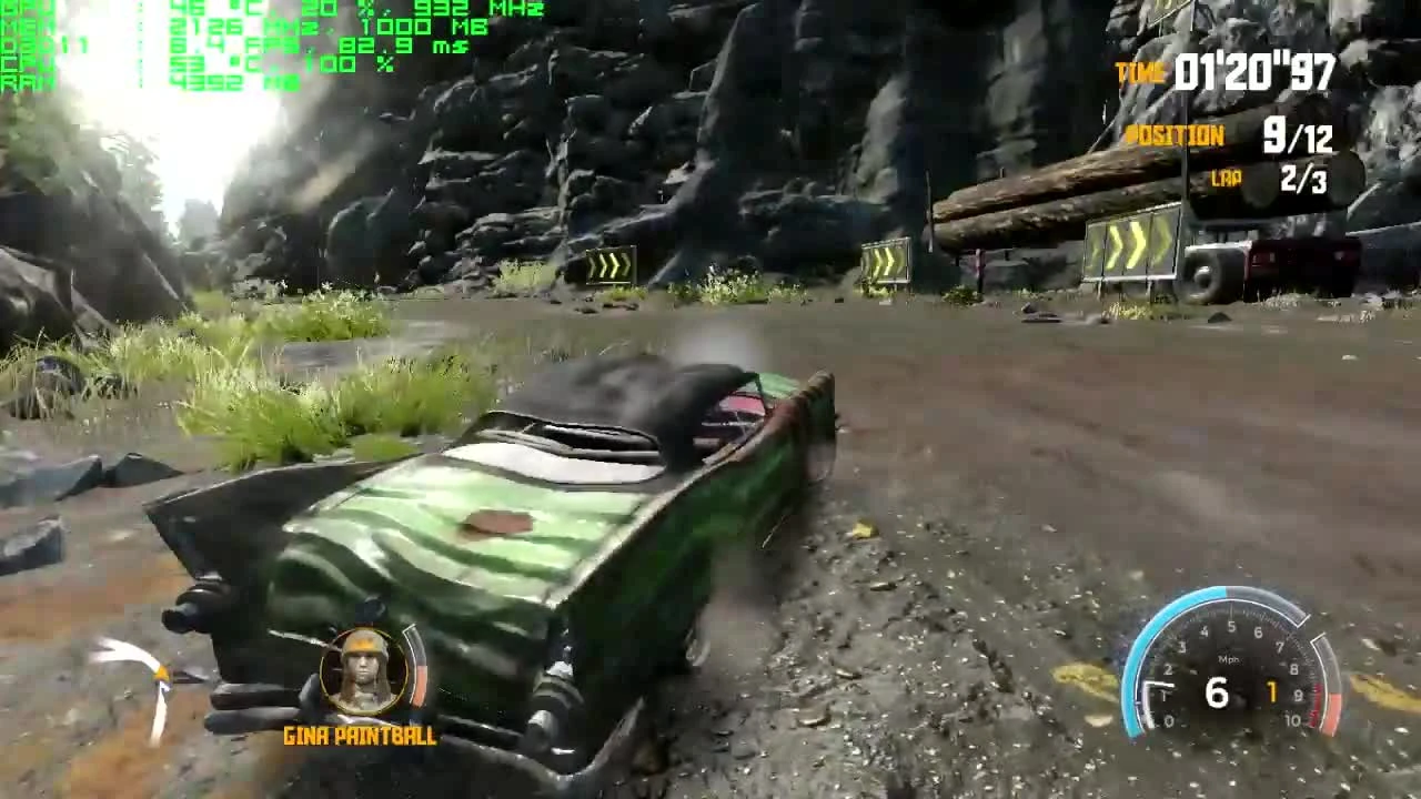 Flatout 4 "Total Insanity на Intel Core 2 Duo E8400 3.00 Ghz 5GB DDR2 667Mhz Nvidia GeForce GTS 450 1GB GDDR5 730 Mhz"