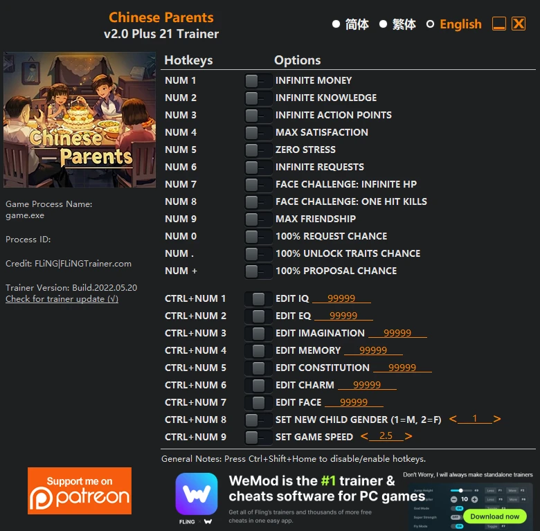 Chinese Parents "Трейнер +21" [2.0] {FLiNG}