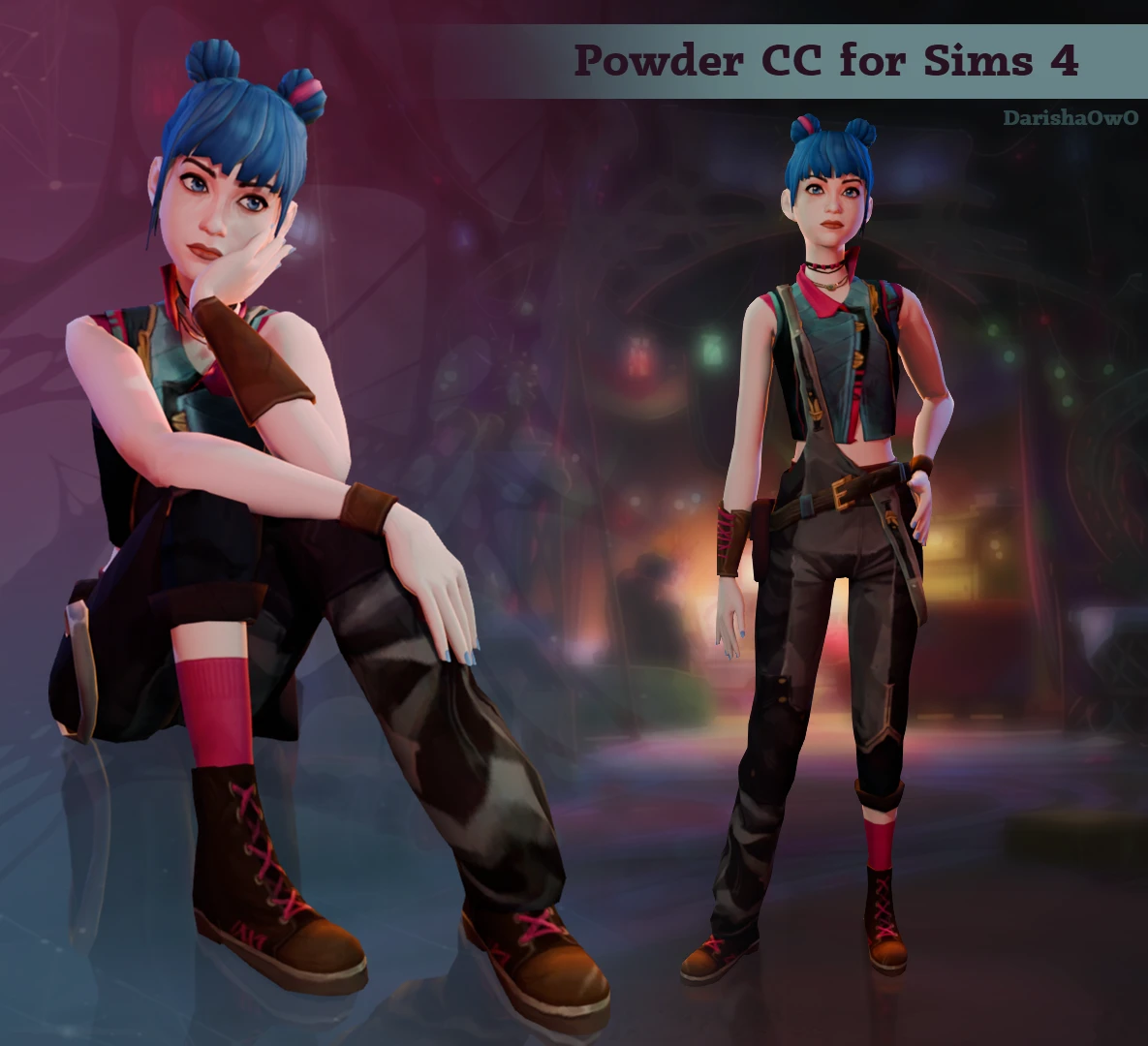 The Sims 4 "Пак CC для Паудер из Arcane"