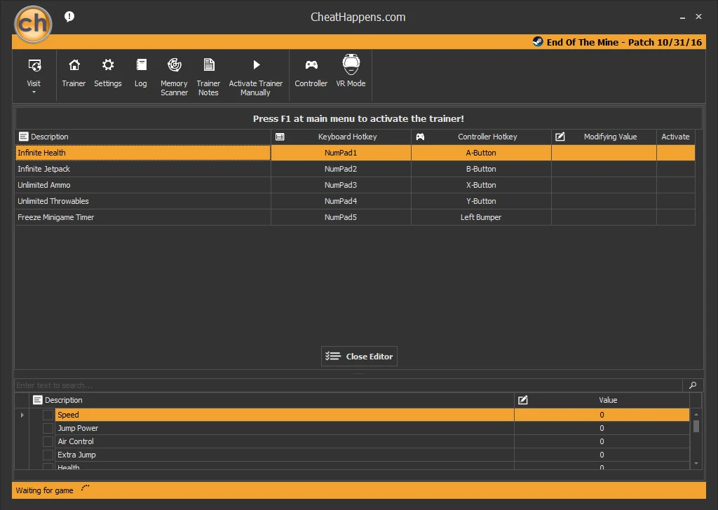 End Of The Mine: Трейнер-Редактор/Trainer-Editor (+16) [10.31.2016: x64: Steam] {0x90}