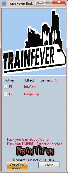 Train Fever: Трейнер/Trainer (+2) [Build 4215: 64 Bit] {MrAntiFun}