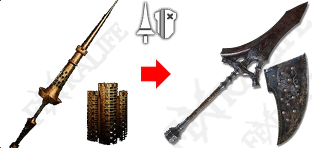 Monster Hunter Wilds "Охотник на змей и Большой щит Рыжей Гривы из Elden Ring (копье)"