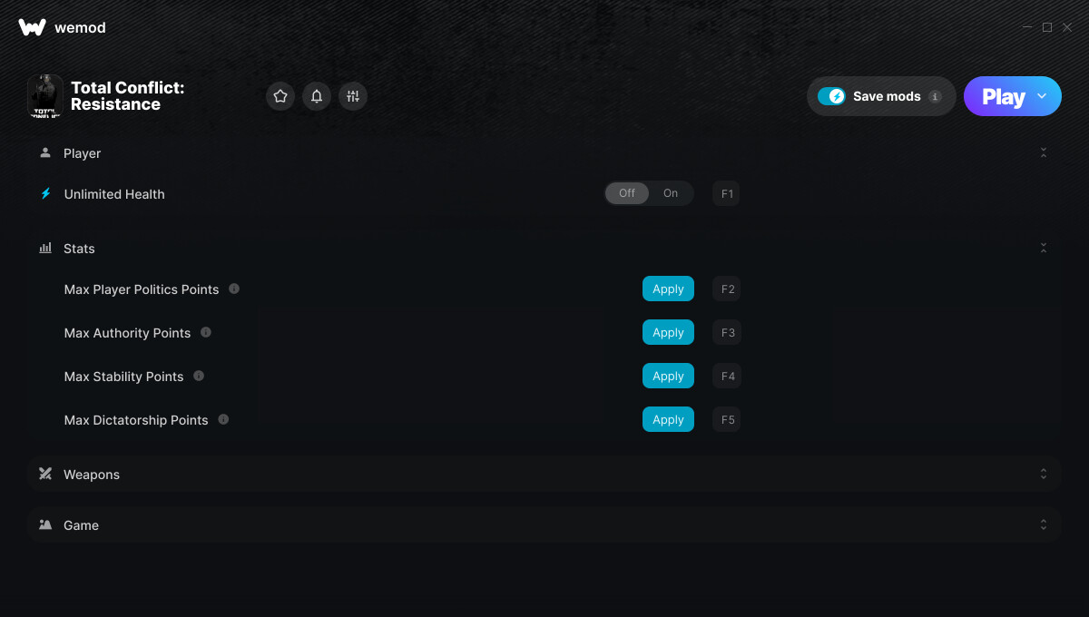 Total Conflict: Resistance "Трейнер +17 от WeMod: Здоровье, очки, патроны и пр"