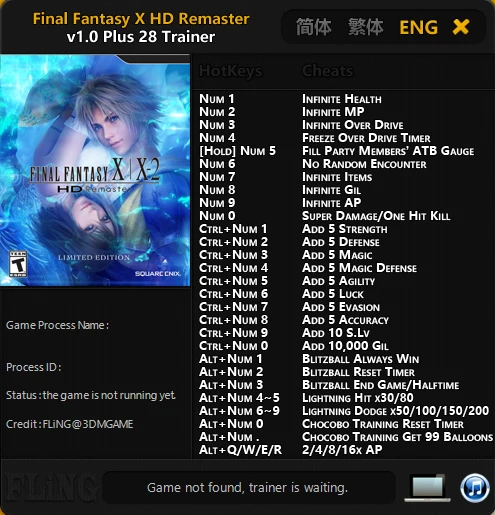 FINAL FANTASY X HD Remaster: Трейнер/Trainer (+28) [1.0] {FLiNG}