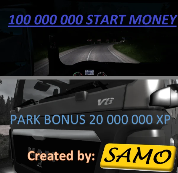 Euro Truck Simulator 2: Чит-Мод/Cheat-Mode (Начало: Деньги 100.000.000, +20.000.000 XP)