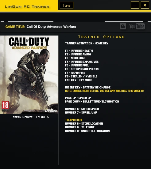 Call of Duty ~ Advanced Warfare: Трейнер/Trainer (+16) [Update 07.01.2015] {LinGon}