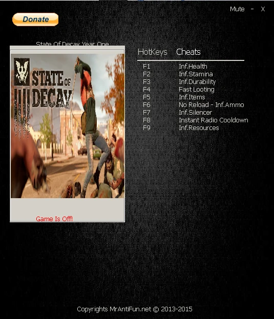 State Of Decay - Year One Survival Edition: Трейнер/Trainer (+9) [1.0] {MrAntiFun}